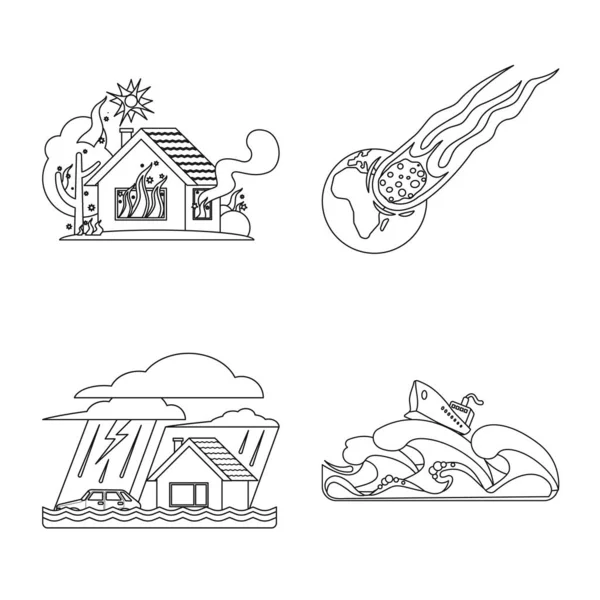 Ilustración vectorial del icono natural y del desastre. Recogida del símbolo de reserva natural y de riesgo para la web . — Vector de stock