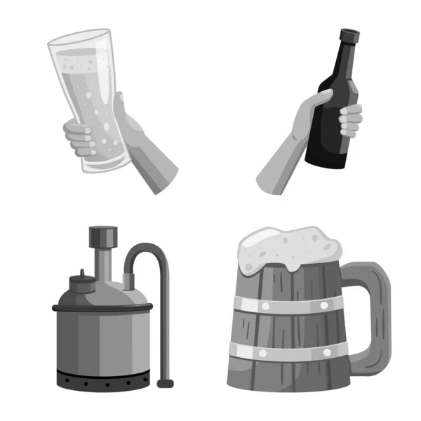 Vektorová ilustrace hospody a symbolu alkoholu. Kolekce pub a bar vektorové ikony na skladě. — Stockový vektor