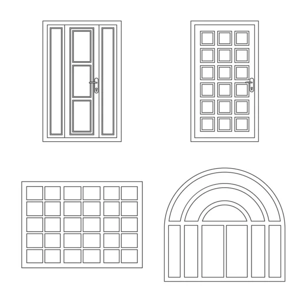 Векторні ілюстрації дверей і переднього знака. Колекція дверних і дерев'яних векторних значків для складів . — стоковий вектор