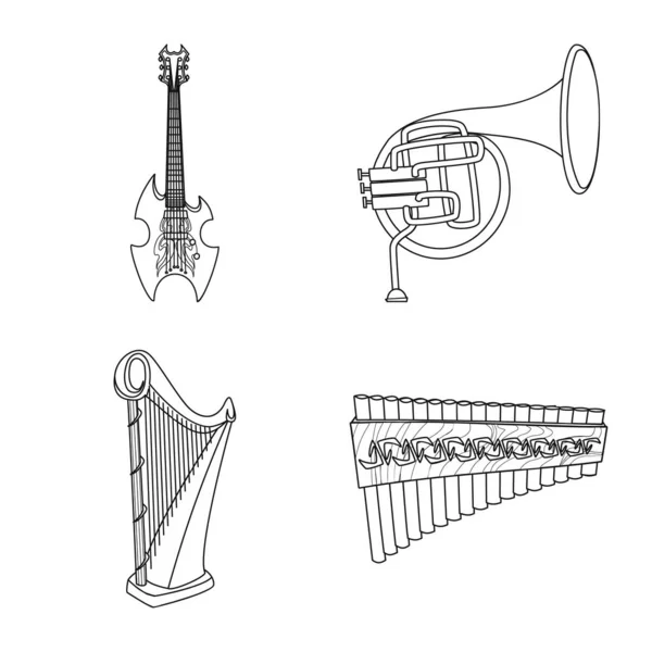 Objeto aislado de música y símbolo de melodía. Colección de música y vector de herramientas icono para stock . — Vector de stock