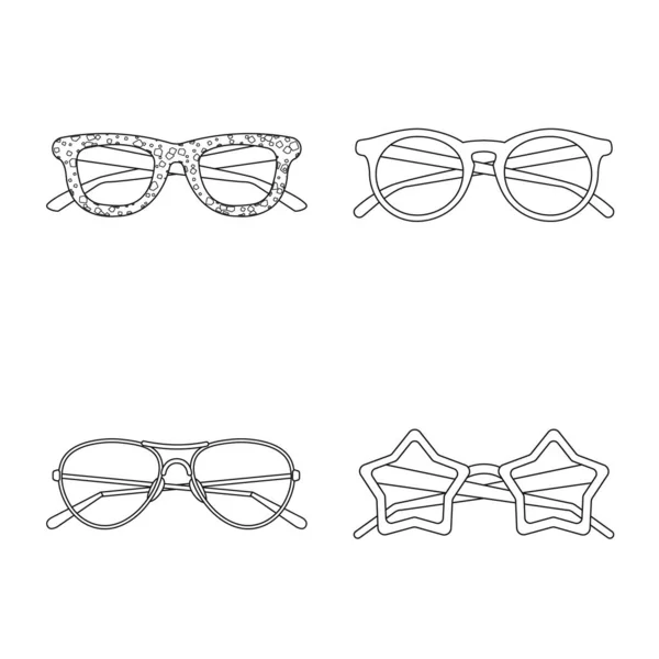 Vektor-Illustration von Brille und Sonnenbrille-Symbol. Brillensatz und Zubehör Aktiensymbol für Web. — Stockvektor