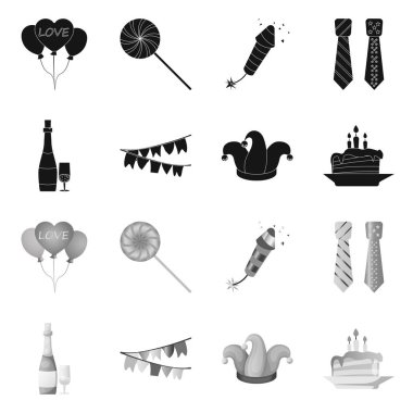 Parti ve Doğum günü simge vektör tasarımı. Parti ve kutlama hisse senedi vektör çizim seti.