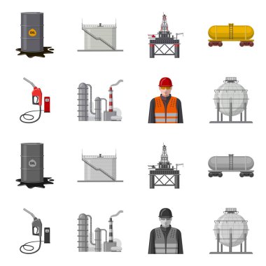 Petrol ve gaz simge vektör Illustration. Petrol ve benzin hisse senedi vektör çizim topluluğu.