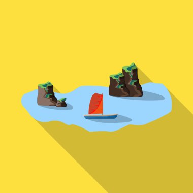 Kaya ve körfez sembolünün izole edilmiş nesnesi. Web için kaya ve Vietnam hisse senedi koleksiyonu.