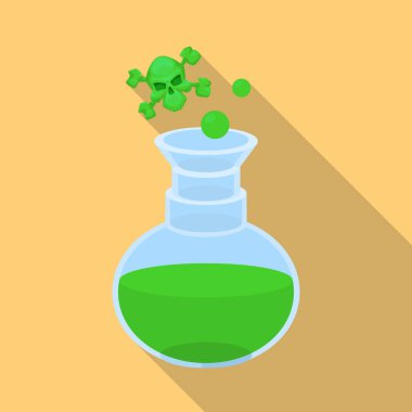 Mataranın ve kimyasal sembolün temsili. Web ögesi matara ve ağ için sıvı stok sembolü.