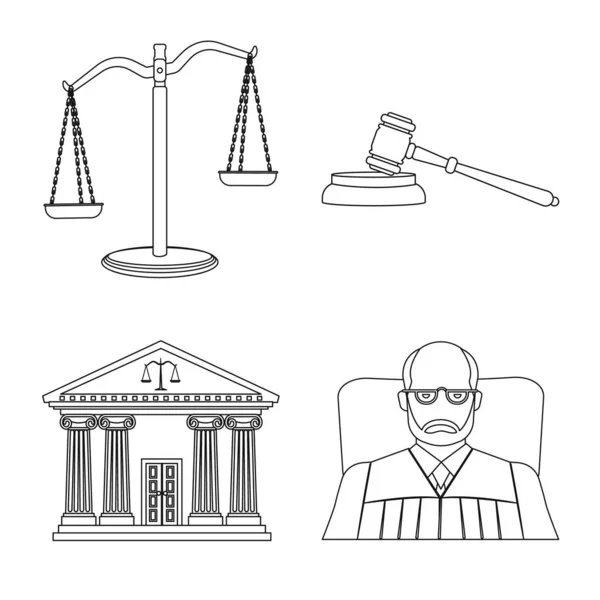 Isolated object of law and lawyer logo. Collection of law and justice stock vector illustration. — Stock Vector