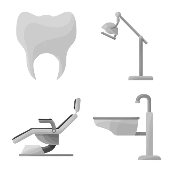 Vector illustration of stomatology and dentist sign. Collection of stomatology and dentistry stock symbol for web. — Stock Vector