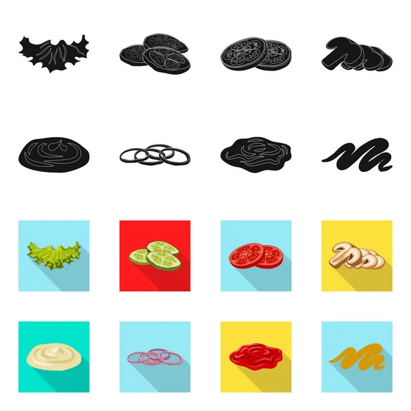Ilustración vectorial de hamburguesa y símbolo sándwich. Colección de hamburguesas y rebanadas vector ilustración . — Vector de stock