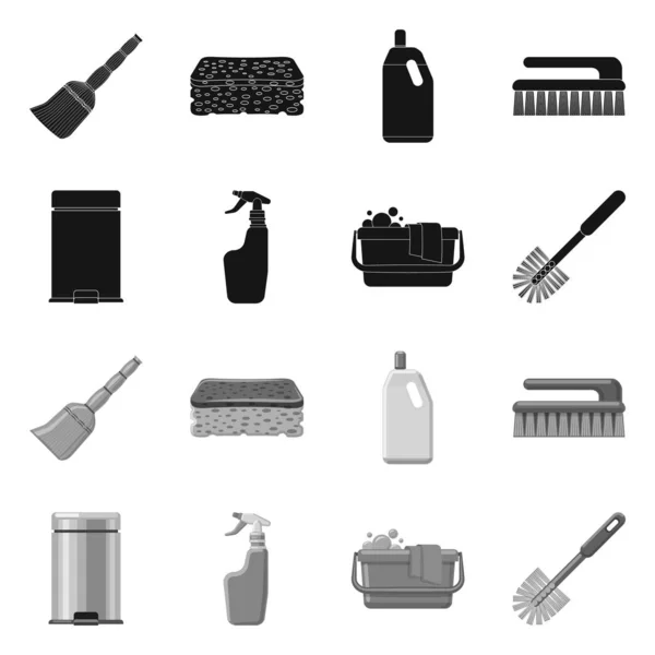 Objeto aislado de limpieza e icono de servicio. Conjunto de limpieza e ilustración del vector de stock doméstico . — Vector de stock