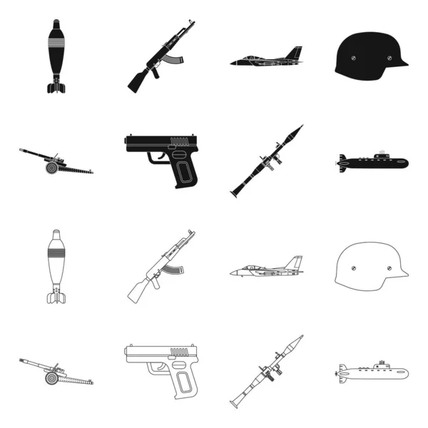 Silah ve silah sembolü yalıtılmış nesne. Web için silah ve ordu hisse senedi simgesi kümesi. — Stok Vektör