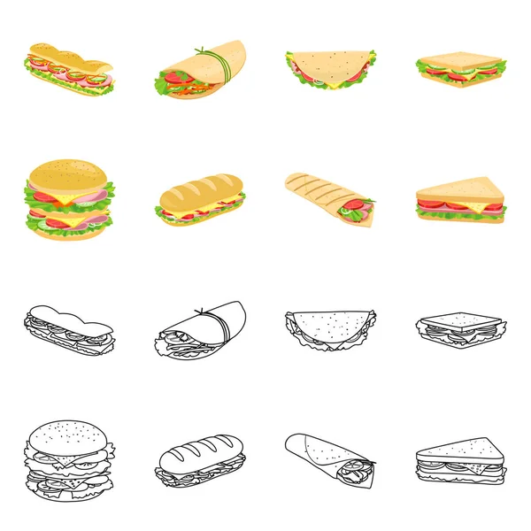 Diseño vectorial del logotipo de la cena y la cocina. Colección de cena y desayuno símbolo de stock para la web . — Vector de stock