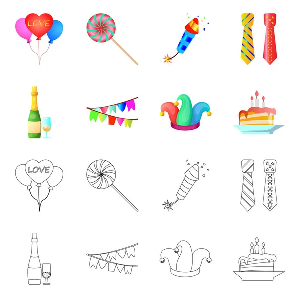 Progettazione vettoriale di festa e segno di compleanno. Set di festa e icona vettoriale celebrazione per magazzino . — Vettoriale Stock