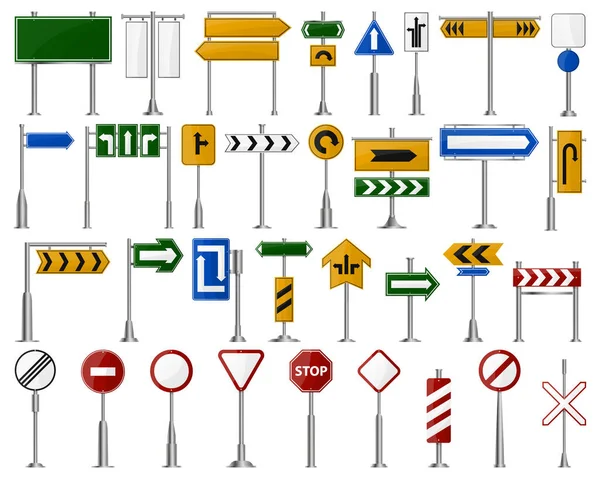 Road sign isolated cartoon set icon.Vector illustration street arrow on white background .Vector cartoon set icon road sign. — 스톡 벡터