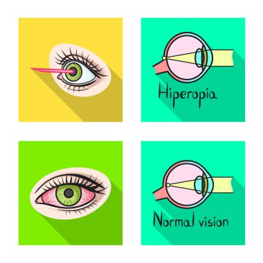 Optometri ve tıp sembolünün izole edilmiş bir nesnesi. Ağ için optometri ve tanısal hisse senedi seti.