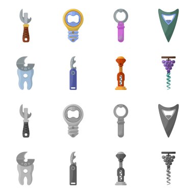 Ekipman ve bar sembollerinin vektör tasarımı. Stok için ekipman ve şaraphane vektör ikonu koleksiyonu.