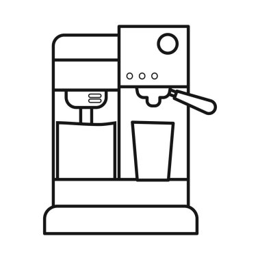 Kahve makinesi ve plastik logonun izole edilmiş nesnesi. Stok için kahve makinesi ve aygıt vektör simgesinin grafiği.