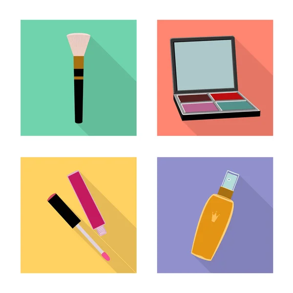 Ilustração vetorial de cosmetologia e ícone de maquiagem. Conjunto de cosmetologia e ícone de vetor de produto para estoque . — Vetor de Stock