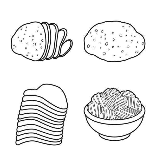 A chipek és a ropogós szimbólum vektoros illusztrációja. Chips és élelmiszerkészlet-vektor illusztráció gyűjtése. — Stock Vector