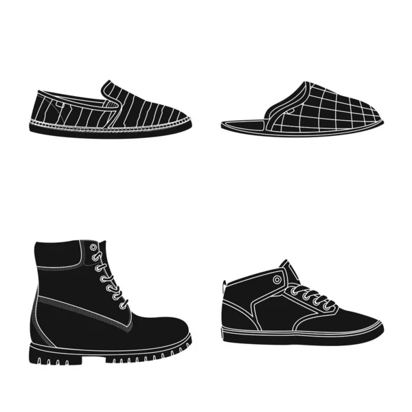 Design vettoriale della scarpa e del logo delle calzature. Collezione di scarpe e icona vettoriale del piede per magazzino . — Vettoriale Stock