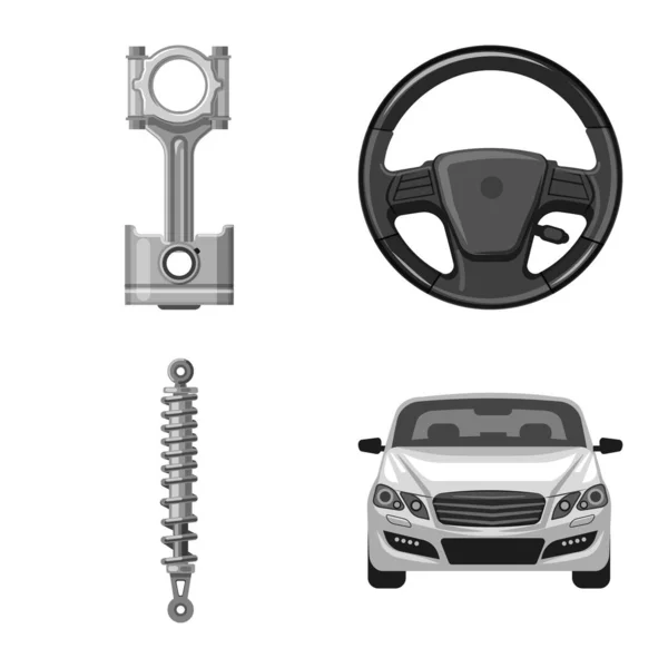 Oggetto isolato di segno automatico e parziale. Raccolta di auto e auto stock simbolo per il web . — Vettoriale Stock