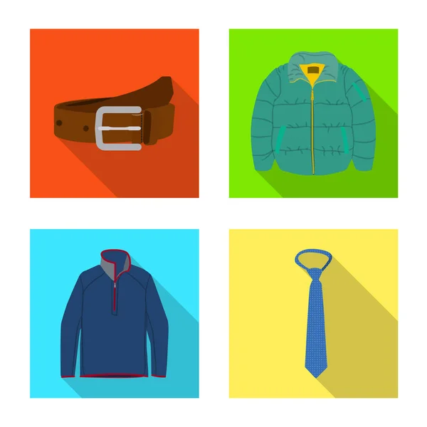 Vectorillustratie van mens en kleding pictogram. Instellen van de mens en het dragen van voorraad vectorillustratie. — Stockvector
