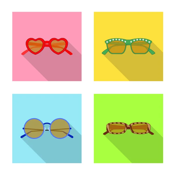 Gözlük ve güneş gözlüğü logo vektör tasarımı. Web için hisse senedi sembolü gözlük ve aksesuar koleksiyonu. — Stok Vektör