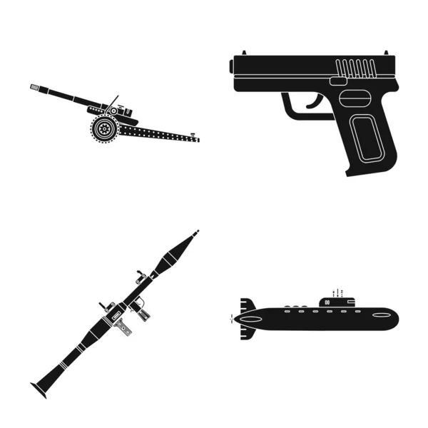 Ilustración vectorial de armas y signos de armas. Conjunto de armas y ejército símbolo de stock para la web . — Vector de stock