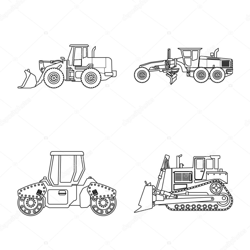 Vector design of build and construction sign. Set of build and machinery stock symbol for web.
