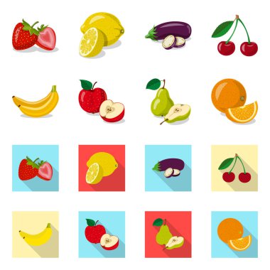 Sebze ve meyve işareti vektör Illustration. Hisse senedi için sebze ve vejeteryan vektör simge topluluğu.