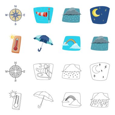 Hava ve iklim işareti vektör tasarımı. Hava ve bulut hisse senedi vektör çizim seti.