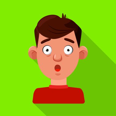 Adamın vektör çizimi ve korku sembolü. Stok için erkek kümesi ve sürpriz vektör simgesi.