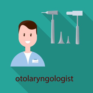 Otolargolog ve doktor sembolünün izole edilmiş bir nesnesi. Stok için otolaryngolog ve insan vektör simgesi koleksiyonu.