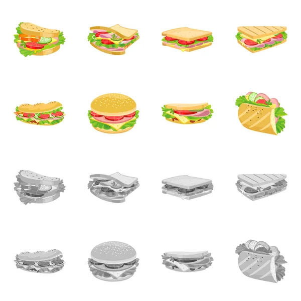 Conception vectorielle du logo du dîner et de la cuisine. Ensemble de dîner et petit déjeuner stock symbole pour le web . — Image vectorielle