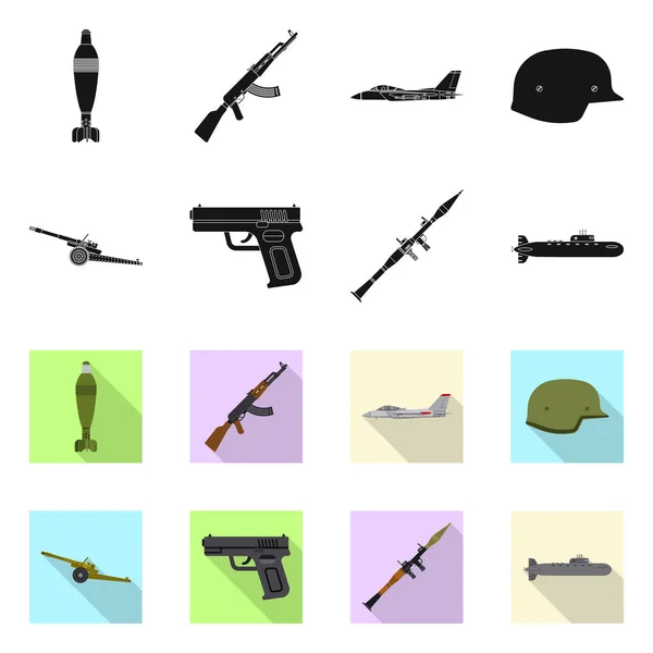 Objeto isolado de arma e ícone de arma. Coleta de arma e símbolo de estoque de exército de web . — Vetor de Stock