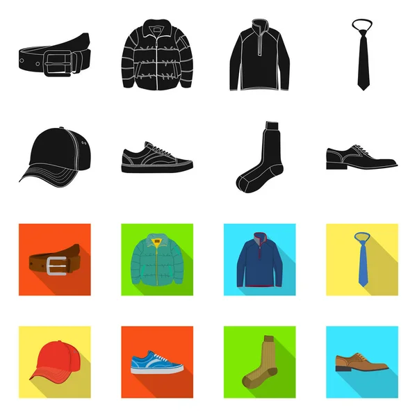 Design vettoriale dell'uomo e segno di abbigliamento. Collezione di uomo e indossare icona vettoriale per magazzino . — Vettoriale Stock