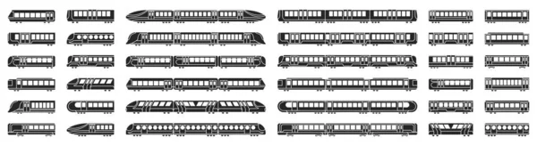 Векторная иллюстрация поезда метро на белом фоне. Установить черный значок транспорта metro.Vector Иллюстрация установить значок поезда метро . — стоковый вектор