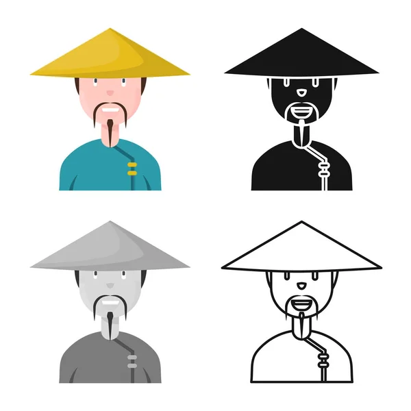 Векторный дизайн вьетнамского и портретного логотипа. Набор вьетнамских и костюмерных символов для паутины. — стоковый вектор