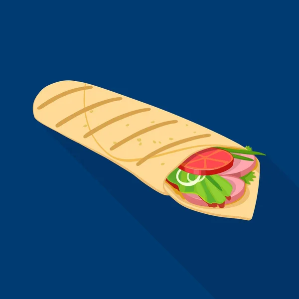 Vektorillustration av shawarma och roll logo. Webb inslag av shawarma och livsmedel lager vektor illustration. — Stock vektor