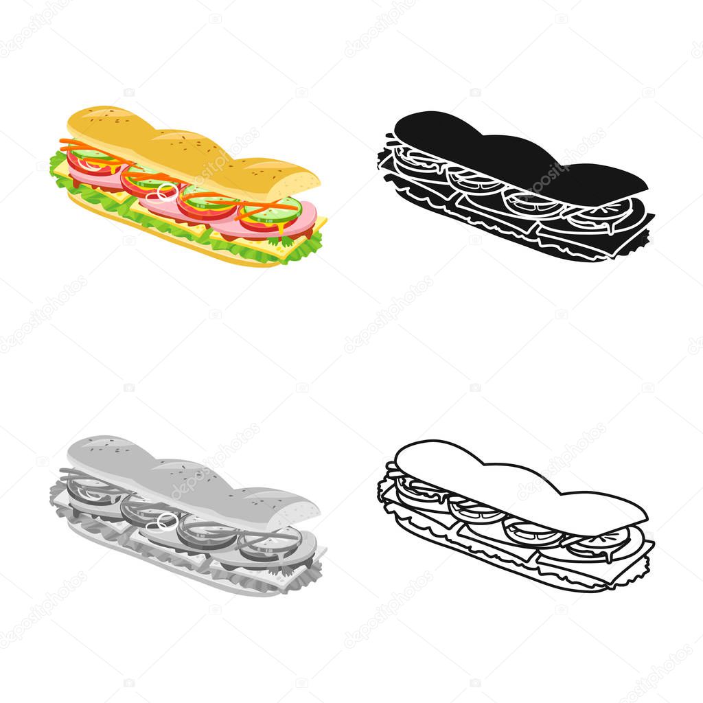 Vector illustration of burger and hoagie logo. Web element of burger and bun stock vector illustration.