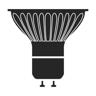 Halojen ampul vektör simgesi. Beyaz arkaplan halojen ampulünde siyah vektör simgesi izole edildi.