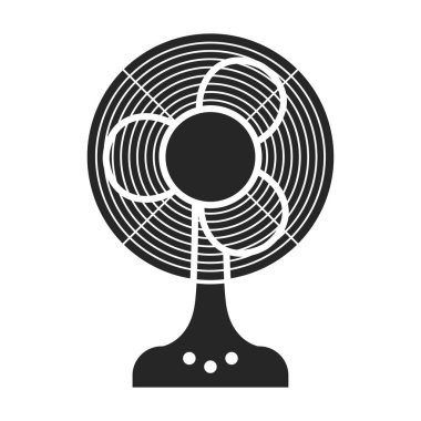Fan vektör simgesi. Siyah vektör simgesi beyaz fanda izole edildi.