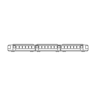 Metro treni vektör simgesi. Hat vektör simgesi beyaz arka plan metro treninde izole edildi..
