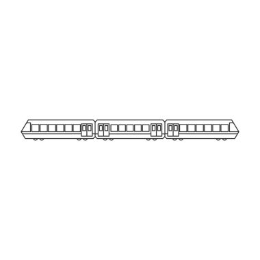 Metro vektör simgesi treni. Metronun beyaz arka plan treninde hat vektör simgesi izole edildi .