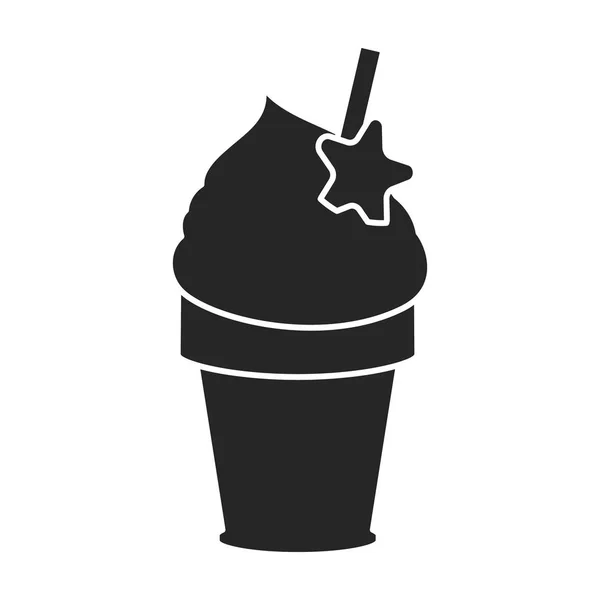 ไอศกรีมในไอคอนเวกเตอร์โคน ไอคอนเวกเตอร์สีดําแยกจากไอศกรีมพื้นหลังสีขาวในโคน . — ภาพเวกเตอร์สต็อก