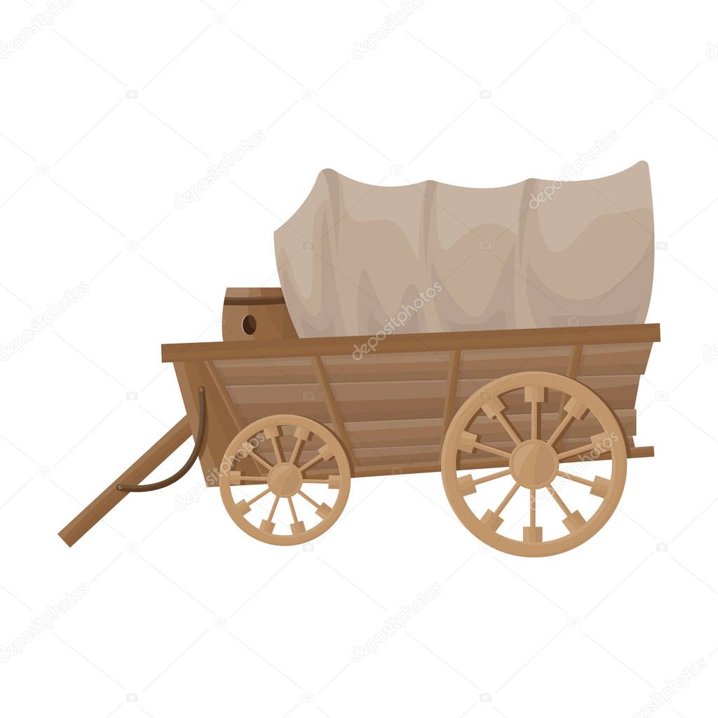 Wild west wagon vector icon.Cartoon vector icon isolated on white background wild west wagon .