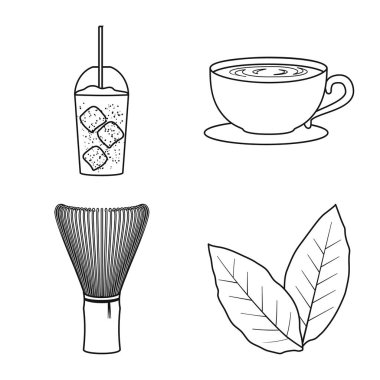 İçecek ve organik ikonun vektör çizimi. Ağ için içecek ve bitki sembolü.