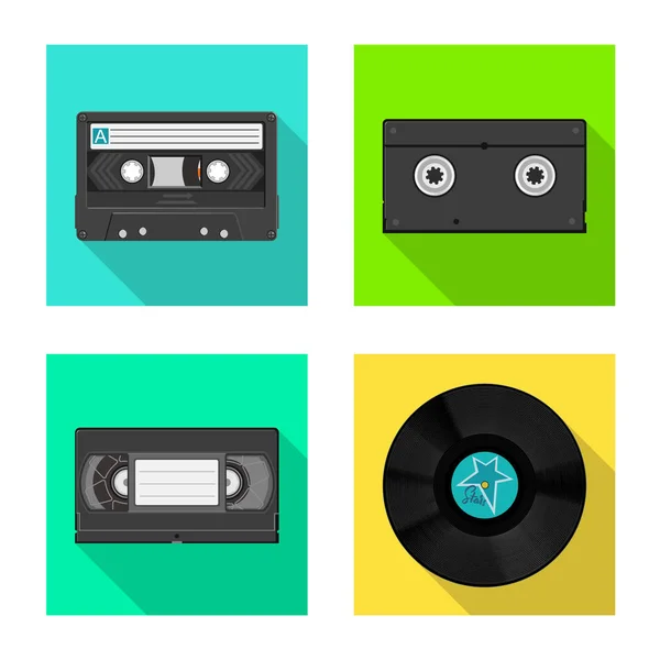 Vector illustration of equipment and device sign. Set of equipment and player stock symbol for web. — 스톡 벡터