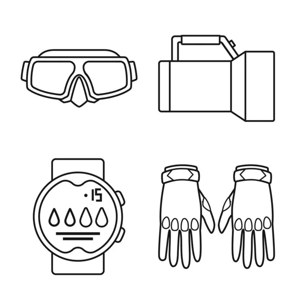 Diseño vectorial de natación y símbolo de seguridad. Conjunto de natación y snorkel stock vector ilustración . — Vector de stock