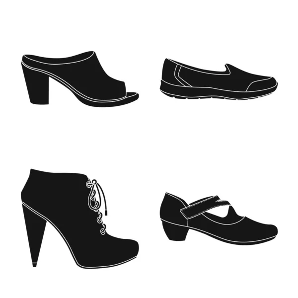 ベクター デザインの靴と女性のロゴ。靴と足の株式ベクトル イラスト集. — ストックベクタ