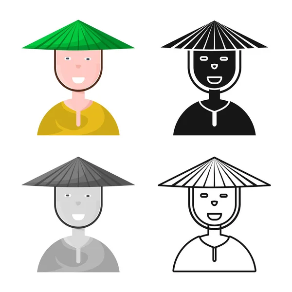 Векторный дизайн вьетнамского и портретного логотипа. Коллекция вьетнамских и костюмированных векторных иллюстраций . — стоковый вектор